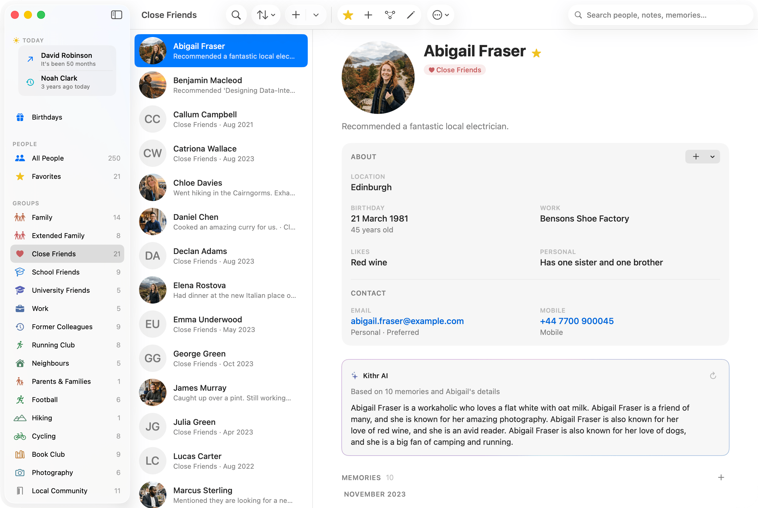 Kithr app screen on Mac